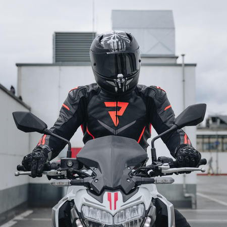 KURTKA MOTOCYKLOWA | REBELHORN FIGHTER BLACK | MĘSKA SKÓRZANA SPORT + GRATIS