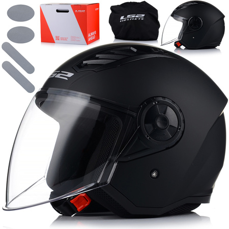 OTWARTY KASK MOTOCYKLOWY LS2 OF616 AIRFLOW II CZARNY MAT SKUTER CHOPPER