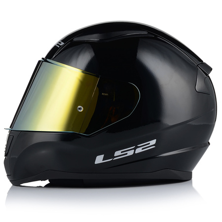 KASK MOTOCYKLOWY LS2 FF353 RAPID II CZARNY POŁYSK ECE 22.06 + ZŁOTA SZYBA