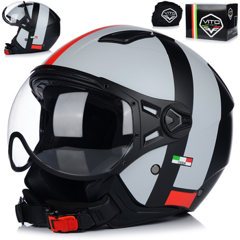 KASK MOTOCYKLOWY OTWARTY | VITO MODA MATT | SKUTER CHOPPER ECE 22.06 LEKKI