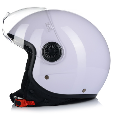 KASK MOTOCYKLOWY OTWARTY | VITO LORETO | BIAŁY POŁYSK SKUTER CHOPPER ECE 22.06