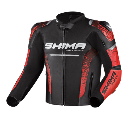 KURTKA MOTOCYKLOWA | SHIMA STR 2.0 RED | MĘSKA SKÓRZANA SPORTOWA + GRATIS