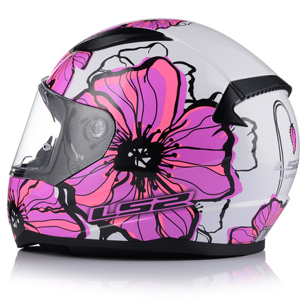 KASK MOTOCYKLOWY LS2 FF353 RAPID II POPPIES DAMSKI RÓŻOWY + NIEBIESKA SZYBA