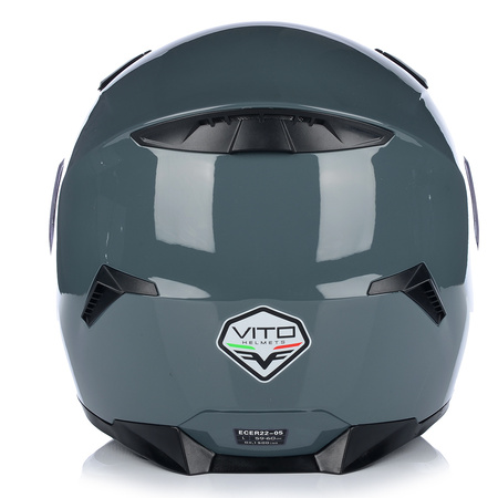 KASK MOTOCYKLOWY | VITO DUOMO | SZARY POŁYSK + INTERKOM VITO BLUETOOTH