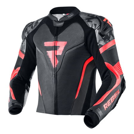 KURTKA MOTOCYKLOWA | REBELHORN REBEL BLK/RED | MĘSKA SKÓRZANA GARB + GRATISY