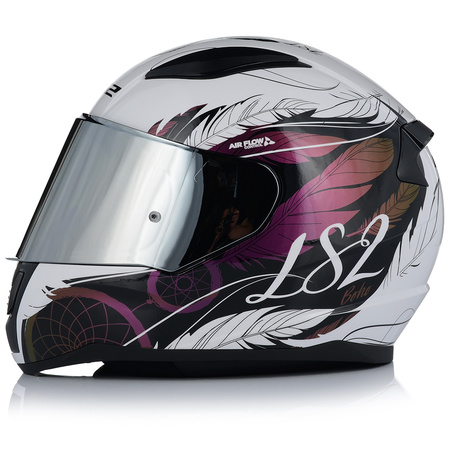 KASK MOTOCYKLOWY LS2 FF353 RAPID II BOHO DAMSKI 22.06 + LUSTRZANA SZYBA