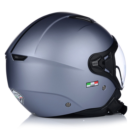 KASK MOTOCYKLOWY OTWARTY | VITO MODA | SZARY MAT SKUTER CHOPPER ECE 22.06 