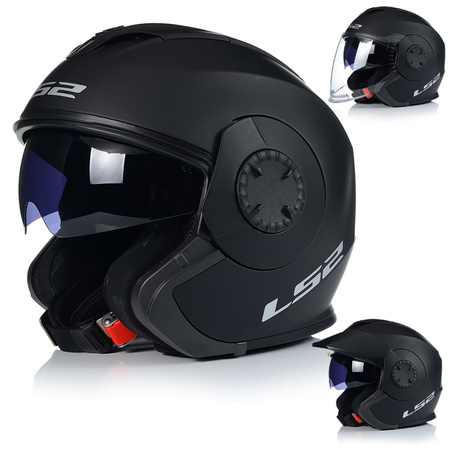 OTWARTY KASK MOTOCYKLOWY LS2 OF570 MAT 3w1 + DASZEK + SZYBA + BLENDA