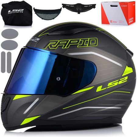 KASK MOTOCYKLOWY LS2 FF353 RAPID II ROKKU ECE 22.06 + NIEBIESKA SZYBA