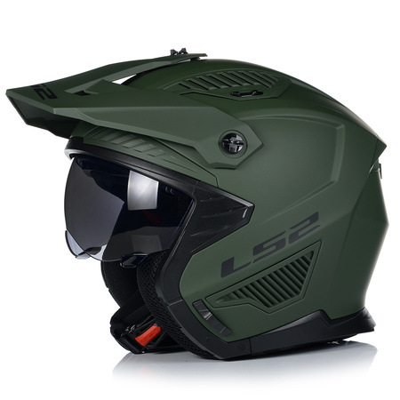 KASK MOTOCYKLOWY 4w1 LS2 OF606 MILI ODPINANA SZCZĘKA + DASZEK + 2xSZYBA