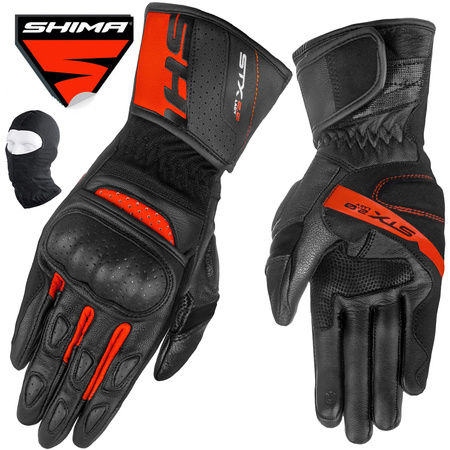 RĘKAWICE MOTOCYKLOWE | SHIMA STX 2.0 RED | DAMSKIE SKÓRZANE DŁUGIE +GRATIS