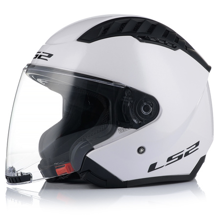 OTWARTY KASK MOTOCYKLOWY LS2 OF600 COOPTER II BIAŁY POŁYSK 22.06 + BLENDA