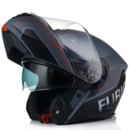 KASK MOTOCYKLOWY VITO FURIO SZARY MAT SZCZĘKOWY + INTERKOM VITO BLUETOOTH