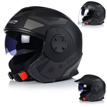 OTWARTY KASK MOTOCYKLOWY LS2 OF570 MAT 3w1 + DASZEK + SZYBA + BLENDA