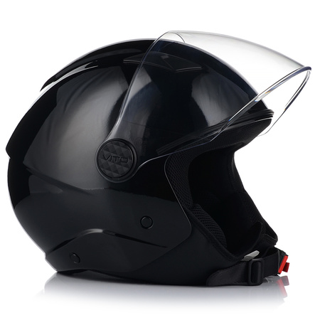 KASK MOTOCYKLOWY OTWARTY | VITO UNO | CZARNY POŁYSK SKUTER CHOPPER ECE 22.06