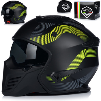 KASK MOTOCYKLOWY | VITO BRUZANO FLUO | OTWARTY + ODPINANA SZCZĘKA + BLENDA