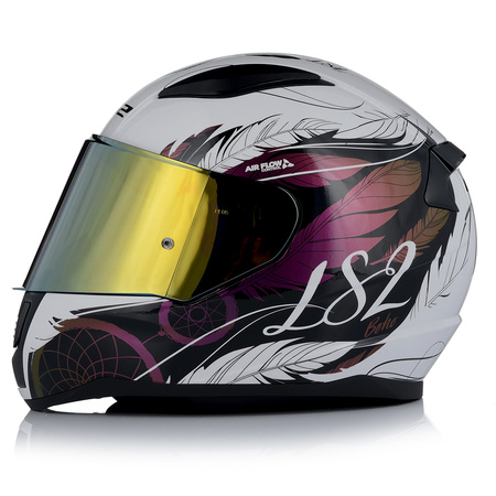 KASK MOTOCYKLOWY LS2 FF353 RAPID II BOHO DAMSKI 22.06 + ZŁOTA SZYBA