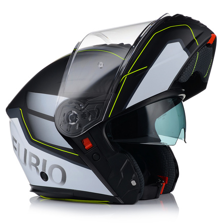 KASK MOTOCYKLOWY VITO FURIO FLUO GREY SZCZĘKOWY + INTERKOM VITO BLUETOOTH 2XL