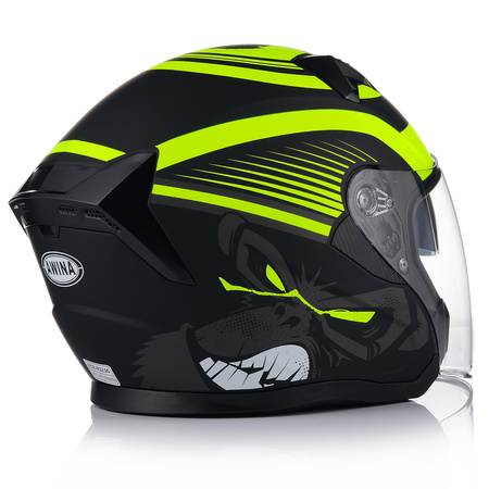 OTWARTY KASK MOTOCYKLOWY FLUO MATT SKUTER CHOPPER ECER 22.06 + BLENDA