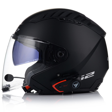 OTWARTY KASK MOTOCYKLOWY LS2 OF600 CZARNY MATT + INTERKOM BLUETOOTH XS