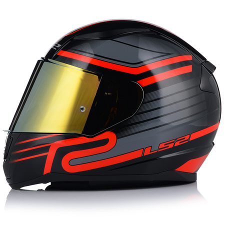 KASK MOTOCYKLOWY LS2 FF353 RAPID II CIRCUIT ECE 22.06 + ZŁOTA SZYBA