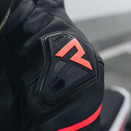 KURTKA MOTOCYKLOWA | REBELHORN FIGHTER BLACK | MĘSKA SKÓRZANA SPORT + GRATIS