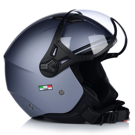 KASK MOTOCYKLOWY OTWARTY | VITO MODA | SZARY MAT SKUTER CHOPPER ECE 22.06 