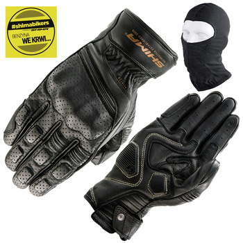 RĘKAWICE MOTOCYKLOWE | SHIMA AVIATOR BLACK | MĘSKIE SKÓRZANE + GRATIS