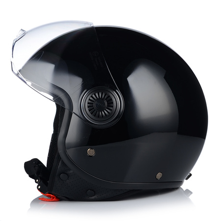 KASK MOTOCYKLOWY OTWARTY | VITO LORETO | CZARNY POŁYSK SKUTER CHOPPER ECE 22.06