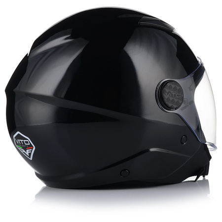 KASK MOTOCYKLOWY OTWARTY | VITO UNO | CZARNY POŁYSK SKUTER CHOPPER ECE 22.06