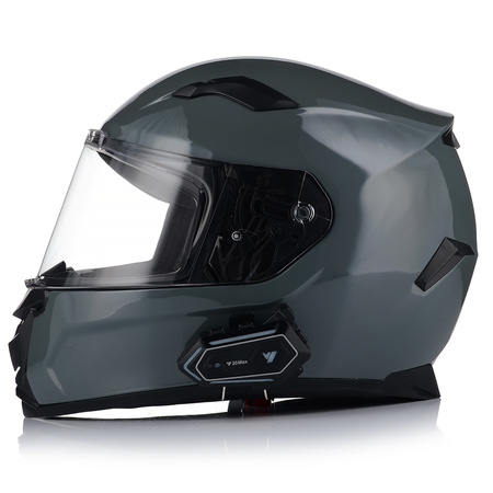 KASK MOTOCYKLOWY | VITO DUOMO | SZARY POŁYSK + INTERKOM 1ST BLUETOOTH