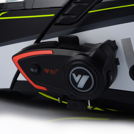 KASK MOTOCYKLOWY VITO FURIO FLUO GREY SZCZĘKOWY + INTERKOM VITO BLUETOOTH 2XL
