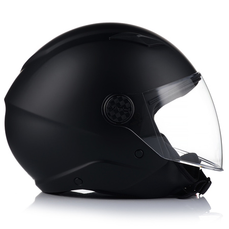 KASK MOTOCYKLOWY OTWARTY VITO UNO CZARNY MATT SKUTER CHOPPER  + 2x SZYBA