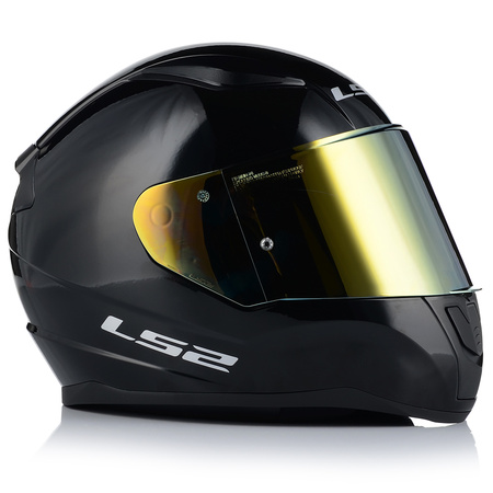 KASK MOTOCYKLOWY LS2 FF353 RAPID II CZARNY POŁYSK ECE 22.06 + ZŁOTA SZYBA