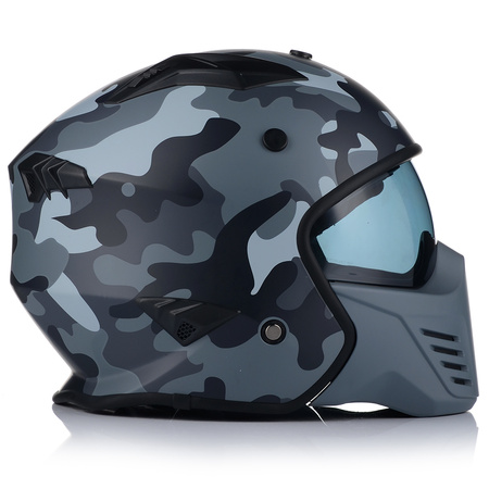 KASK MOTOCYKLOWY OTWARTY VITO BRUZANO ODPINANA SZCZĘKA  + DASZEK + SZYBA
