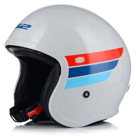 KASK MOTOCYKLOWY LS2 OF599 SPITFIRE RETRO BIAŁY + INTERKOM VITO BLUETOOTH