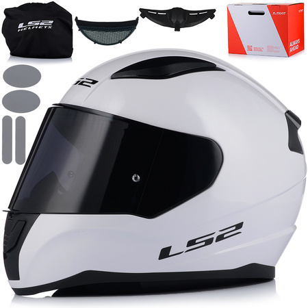 KASK MOTOCYKLOWY LS2 FF353 RAPID II BIAŁY POŁYSK ECE 22.06 + CIEMNA SZYBA