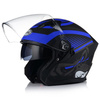 OTWARTY KASK MOTOCYKLOWY NIEBIESKI MATT SKUTER CHOPPER + BLENDA + INTERKOM