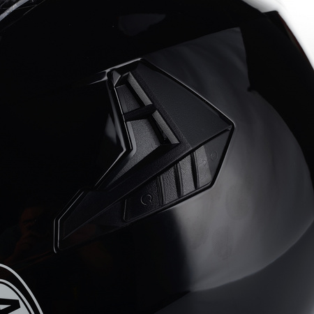 OTWARTY KASK MOTOCYKLOWY CZARNY POŁYSK SKUTER CHOPPER + BLENDA + INTERKOM XL