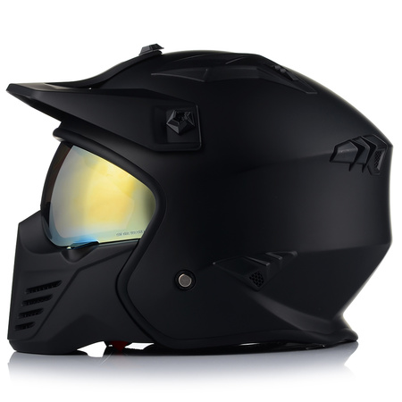 KASK MOTOCYKLOWY OTWARTY VITO BRUZANO ODPINANA SZCZĘKA  + DASZEK + 2x SZYBA