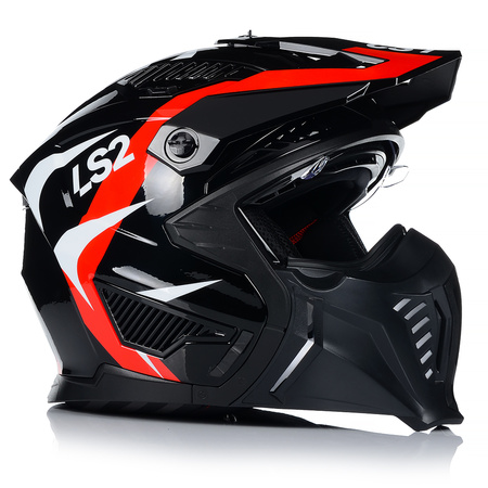 KASK MOTOCYKLOWY 4w1 LS2 OF606 TRIAL ODPINANA SZCZĘKA + DASZEK + 2x SZYBA