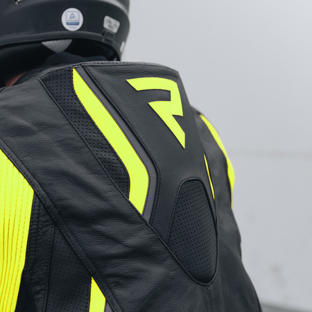 KURTKA MOTOCYKLOWA | REBELHORN FIGHTER FLUO | MĘSKA SKÓRZANA SPORT + GRATIS