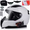 KASK MOTOCYKLOWY LS2 FF353 RAPID II BIAŁY POŁYSK + INTERKOM VITO BLUETOOTH