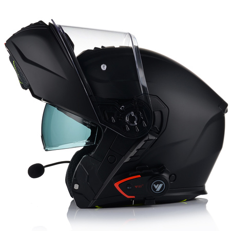 KASK MOTOCYKLOWY VITO FURIO CZARNY MAT SZCZĘKOWY + INTERKOM VITO BLUETOOTH