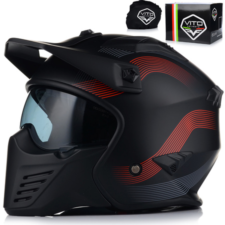 KASK MOTOCYKLOWY | VITO BRUZANO TRIAL | OTWARTY + SZCZĘKA + DASZEK + BLENDA