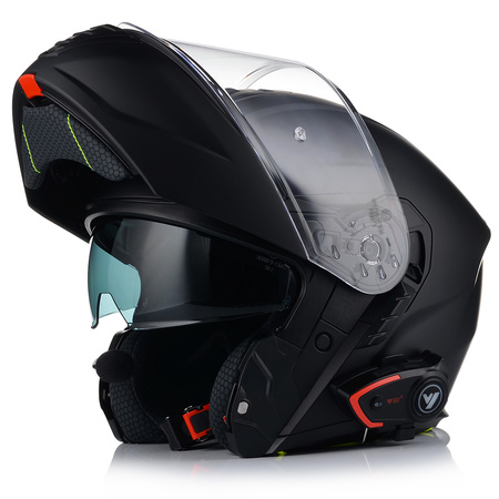 KASK MOTOCYKLOWY VITO FURIO CZARNY MAT SZCZĘKOWY + INTERKOM VITO BLUETOOTH