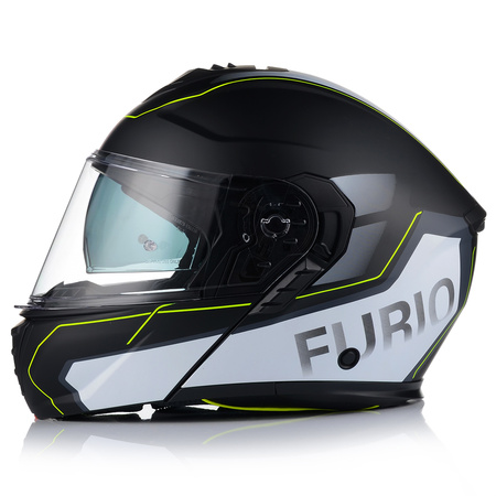 KASK MOTOCYKLOWY VITO FURIO FLUO GREY SZCZĘKOWY + INTERKOM VITO BLUETOOTH 2XL