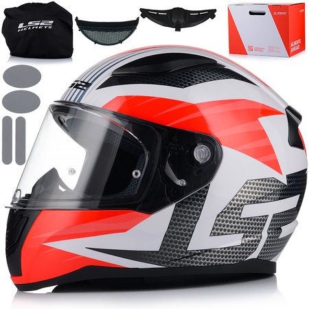 KASK MOTOCYKLOWY LS2 FF353 RAPID II GRID CZERWONY SYSTEM PINLOCK ECER 22.06