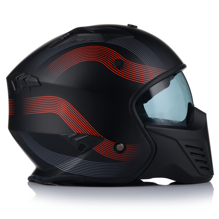 KASK MOTOCYKLOWY | VITO BRUZANO RED | OTWARTY + ODPINANA SZCZĘKA + BLENDA