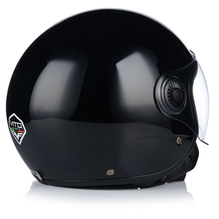 KASK MOTOCYKLOWY OTWARTY | VITO LORETO | CZARNY POŁYSK SKUTER CHOPPER ECE 22.06